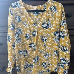 J. Crew Yellow Floral Blouse